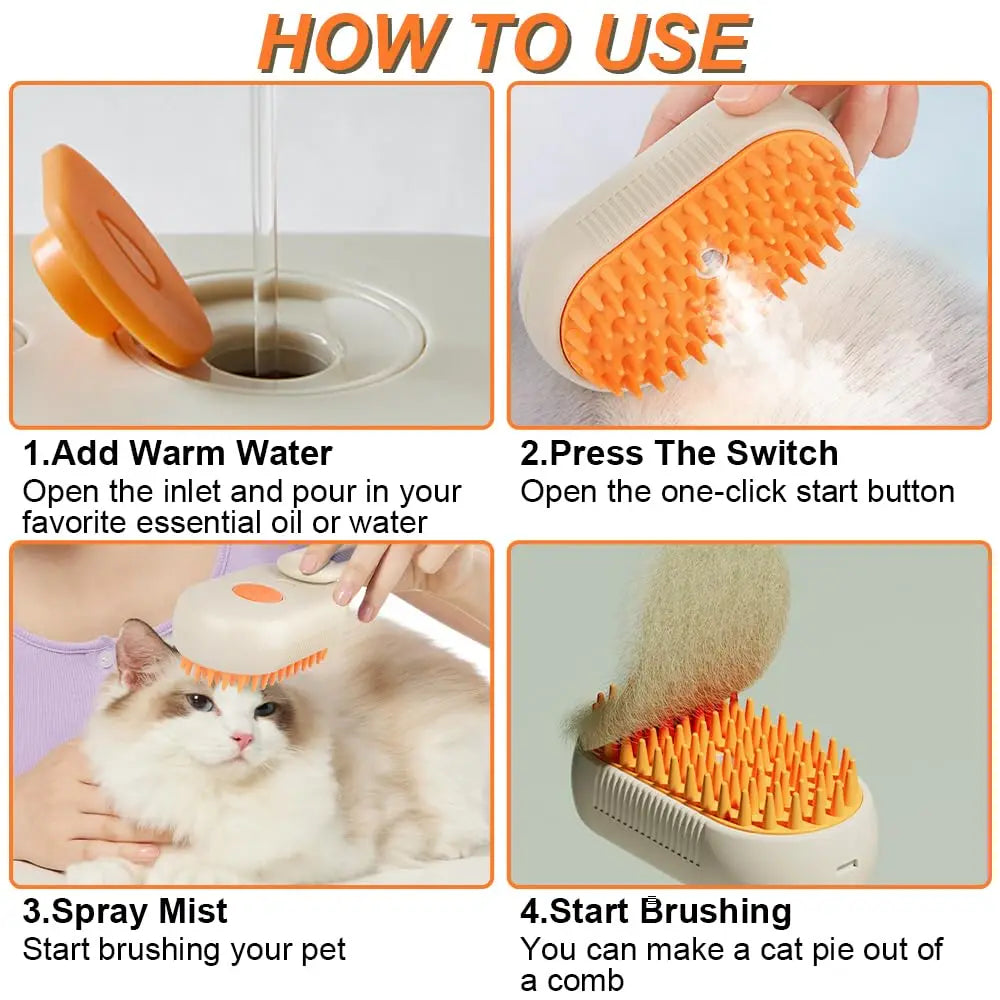 Foldable Pet Steam Brush & Hair Remover
