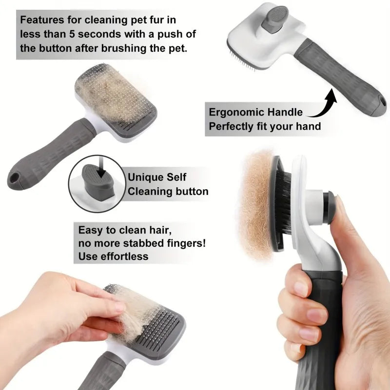 Self-Cleaning Pet Grooming Comb for Dogs & Cats