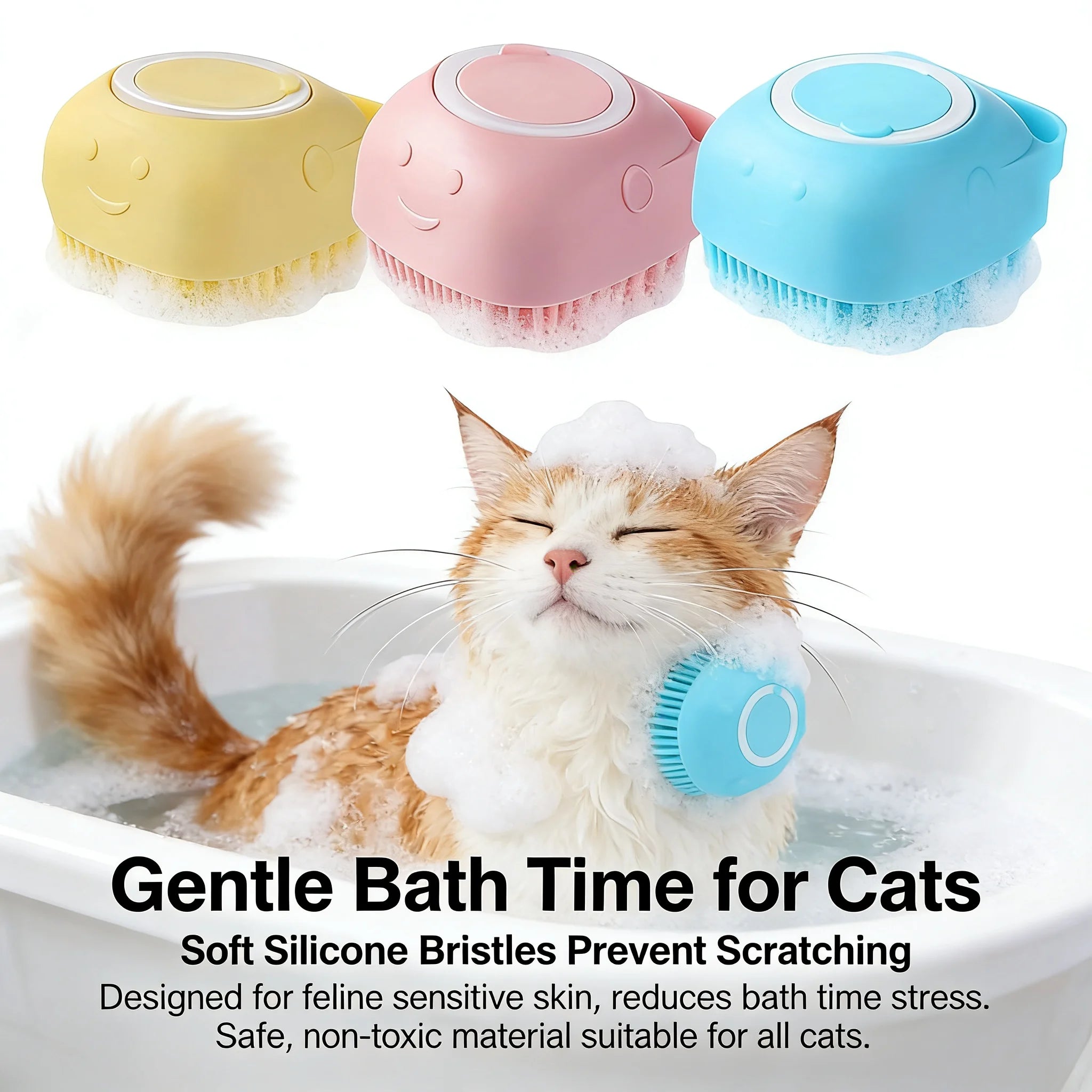 Pet Bath Brush with Built-In Shampoo Dispenser