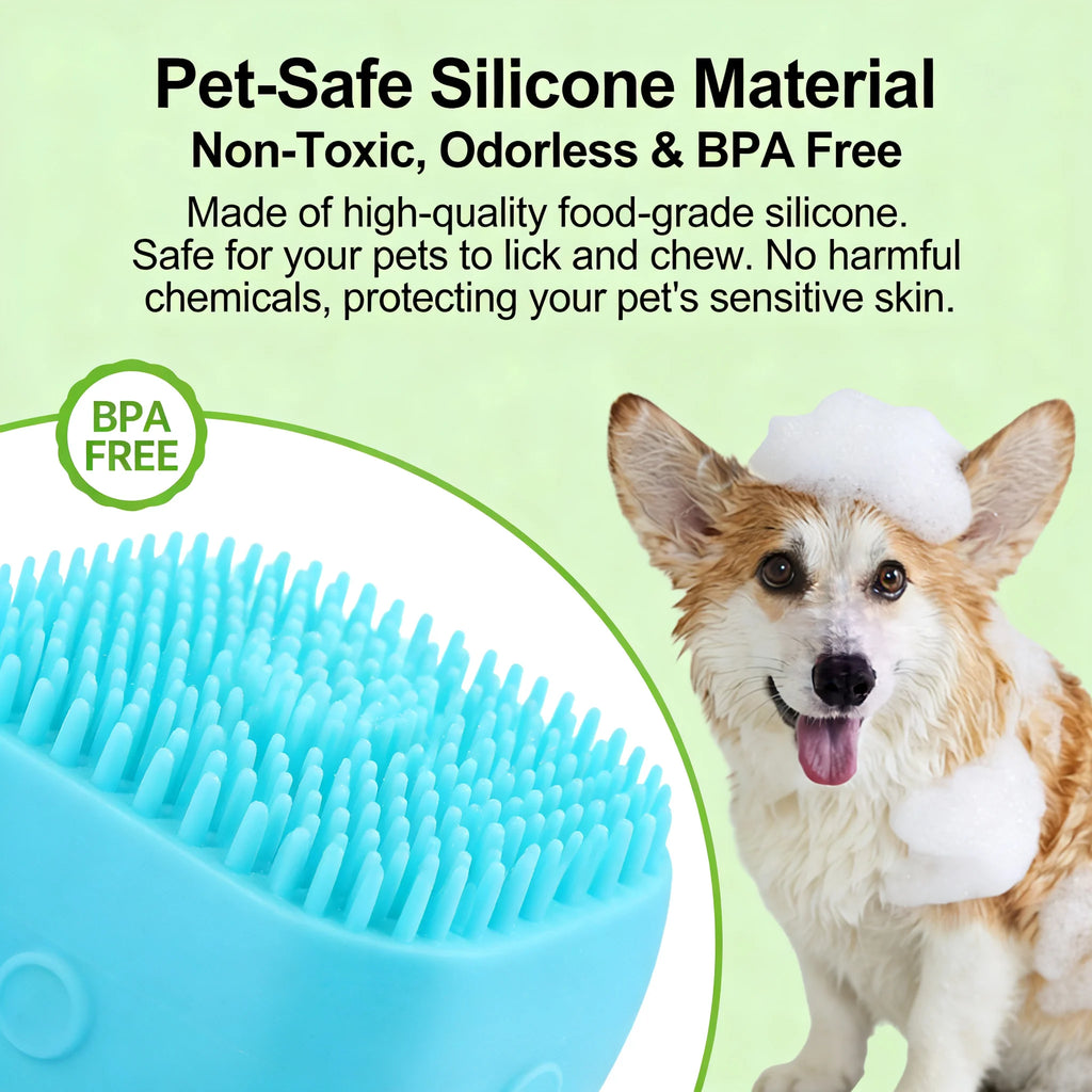 Pet Bath Brush with Built-In Shampoo Dispenser
